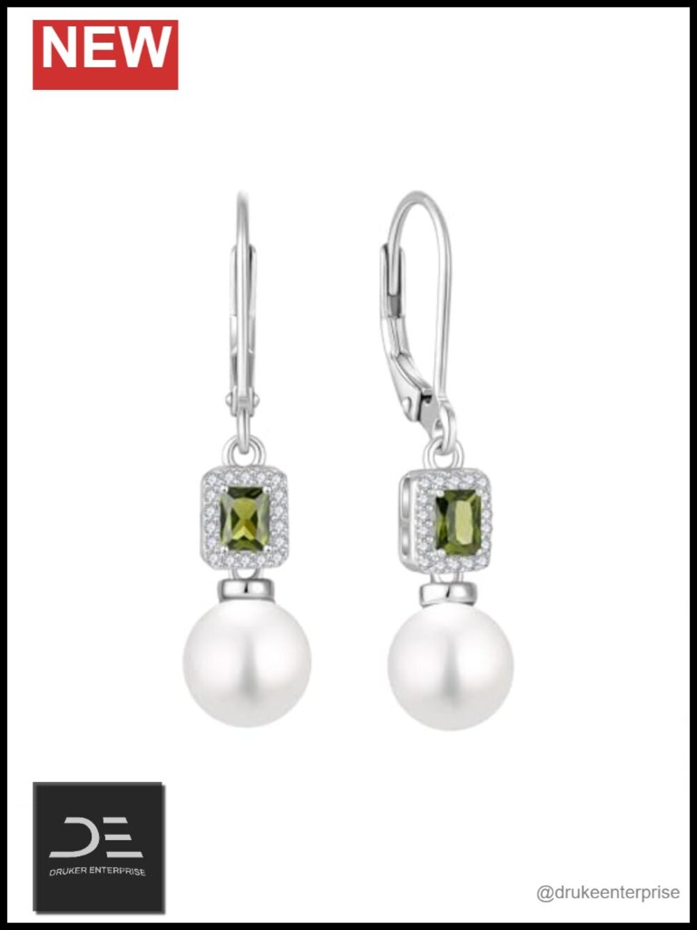 Pearl Dangle Earrings 925 Sterling Silver 18k White Gold Plated Freshwater
